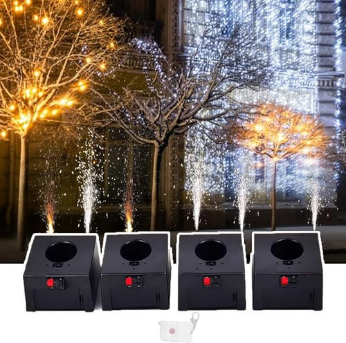 GCLCPAEN Minimáquina De Fuente para Bodas,Fuegos Artificiales con Control Remoto para Escenario,Receptor Pirotécnico Frío,1 Control para 4 Personas,para Espectáculo De Fuegos Artificiales,4 Piezas