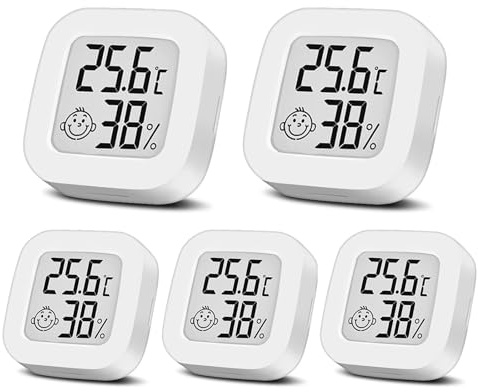 Luftfeuchtigkeitsmesser Thermometer Innen Mini LCD Digital Thermometer Hygrometer für Babyzimmer Seniorenzimmer Arbeitszimmer Wohnzimmer usw. (5PCS)