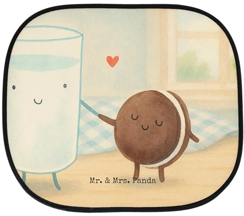 Mr. & Mrs. Panda Sonnenschutz für Auto Milch Keks Design - Geschenk, Cookie, Pkw, Sonnenblende, saugnapf, Kaffee, Romantisch, Lustige Sprüche, Milk