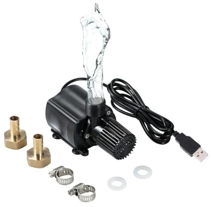 URPIZY USB Mini Tauchpumpe 500L/H 4W mit 1,5m Kabel, Leise DC 5V Aquarium Pumpe für Brunnen, Wassergarten und Indoor Tischbrunnen