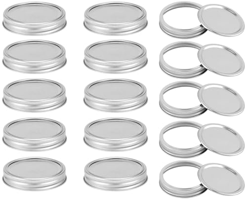 15 Stück Mason Jar Deckel, Einmachgläser Dichtungskappen 70mm Schraubdeckel, Auslaufsichere Verschlussdeckel Twist off Deckels für Einmachgläser für Lebensmittelbehälter