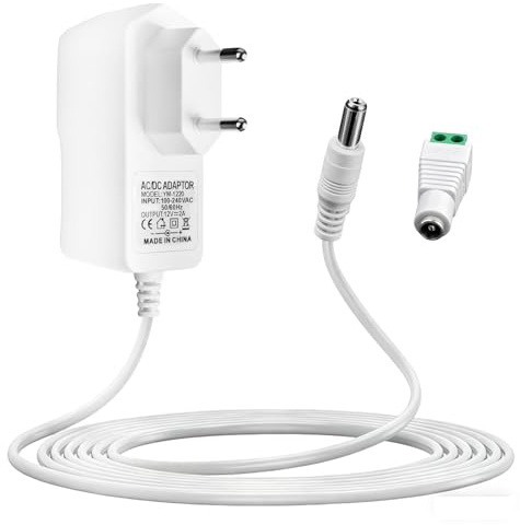zstg Alimentation LED 12 V 2 A avec Connecteur DC 5,5 x 2,1 mm | Transformateur Universel AC 100‑240 V, 24W Adaptateur Secteur pour Bandes LED, Caméra CCTV, Routeur, TV Box, Câble 1.5m