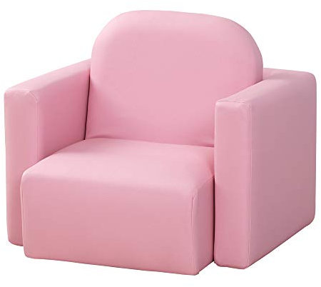 HOMCOM Kids Armchair Toddler Sofa Children's Chair, 2 in 1 Kids Table Chair Set with Wooden Frame, for 3 Years Old Boys Pink
