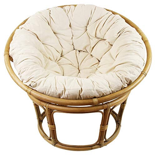 FRANK FLECHTWAREN Rattan Sessel rund Relaxsessel Papasan, 3-teilig Ø 90 x 50 cm, Fuß Ø 65 x 31 cm,