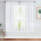 TOPICK Sheer Vorhang Voile Stangedurchzug Blätter Stickerei Gardine Transparent Weiß Blatt Vorhänge Gaze Paarig für Wohnzimmer Schlafzimmer H145xB140(cm) 2er Set