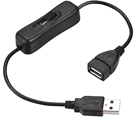 sourcing map USB Cable with ON/Off Switch, USB Male to Female Extension Cord 30cm Black, for LED Desk Lamp LED Strip