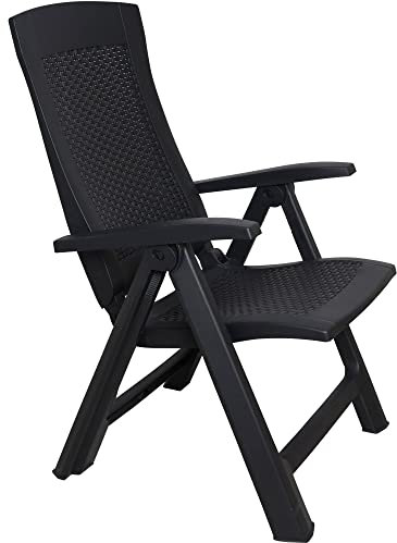 Dmora Multipositions-Klappsessel, Rattan-Effekt, Made in Italy, 59 x 67 x 106 cm, Farbe Anthrazit