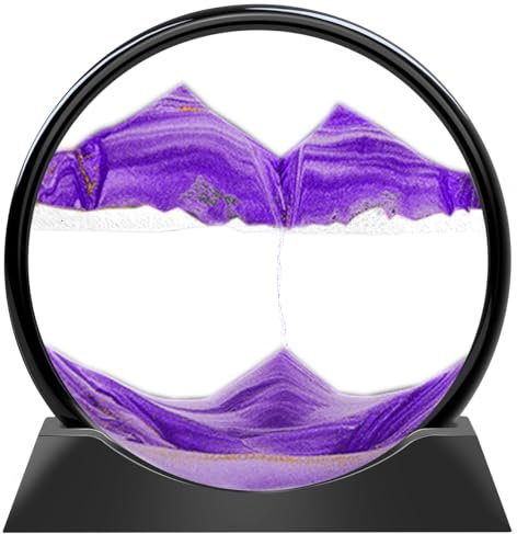 E-feilai 3D Fließende Sandkunst, Sandbilder Zum Drehen, Dynamische Sandbild, Tiefsee Sandbild Rund für Zuhause, Büro und Desktop Dekor (Purple, 7 Inch)