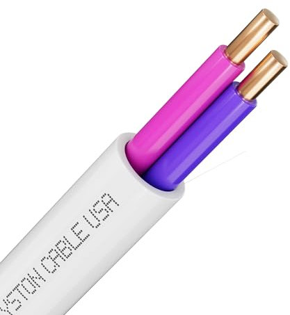 Syston Cable Technology 16/2 Thermostat LED Dimmer Control Speaker Cable White 50 ft 16 AWG 2 Conductors Solid Bare Copper Unshielded Plenum Rated CMP CL3 FT6