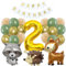 Jxuzh Luftballon 2. Geburtstag Tiere Deko Grün Dschungel Kindergeburtstag 2 Jahre Waldtiere Deko 2 Jahr Junge