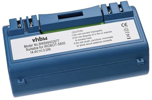 vhbw Akku kompatibel mit iRobot Scooba 340, 350, 380, 385, 390, 5800, 330, 5806, 34001, 5832 Home Cleaner Heimroboter, Blau (3000mAh, 14,4V, NiMH)