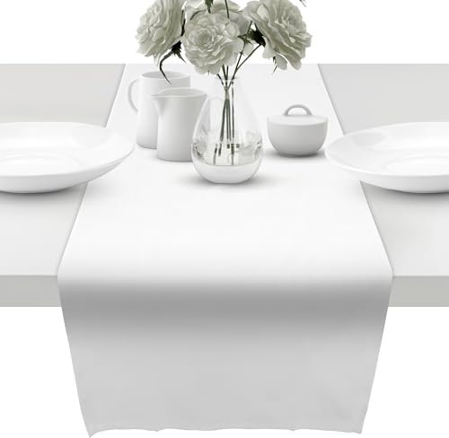 unendlich schoen – 2er-Set Tischläufer weiß (Offwhite() 50 x 150 cm aus 100% Baumwolle in höchster Qualität, Tischdecke für Wohnzimmer und Esstisch faltenfrei fallend, leicht zu reinigen