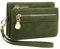 REETEE Portefeuille Femme Petit Porte Monnaie Femmes en Cuir PU Court Porte Feuilles pour Femme avec 10 Porte-Cartes, Portefeuilles Femme avec Zippé Pochette à Monnaie et Bracelet amovible(vert foncé)