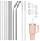 8 Pcs Paille Reutilisable pour Coupe Stanley 40oz, 30cm/11.8in Paille en Plastique avec 2 Brosses de Nettoyage et 4 Couvercles de Paille, Paille Inox pour Stanley Adventure Tumbler