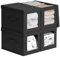 DIMJ 4 Pack Storage Boxes with Lid, Large Foldable Storage Bins with Transparent Window Fabric Storage Basket with Handle, Wardrobe Storage Organiser for Clothes, Toys, Books, Closet (Black)