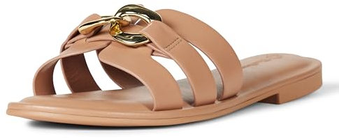 The Drop Monika Flat H-Band Slide Flache Sandale, Natürliche Kette, 38 EU