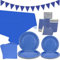 Blue Party Tableware Supplies - Serves 40, Pastel Decoration Dinnerware Set With Plates, Cups, Napkins, Banner, Tablecloth for Graduation, Wedding, Birthday (40-Piece Set)