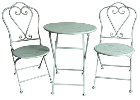 ASPECT French Style Metal, Cholet Bistro Set, Sage Green, Table 60dia x73(H) cm/Chair 48(W) x40(D) x93(H) cm