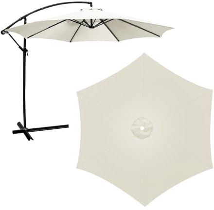 YedZen Housse de Rechange pour Parasol, Toile Parasol 3M 6 Baleines Remplacement, Rechange pour Parasols de Terrasse pour 3M 6 Bras, Dessus De Parapluie Jardin Extérieur, Couleur Crème