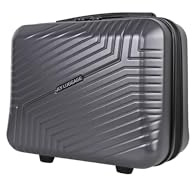 JLY Swirf Travel Vanity Case – Compact Hard Shell Cosmetic Organizer with Waterproof Pocket – Charcoal Grey Makeup Case for Carry On, Toiletries & Beauty Essentials