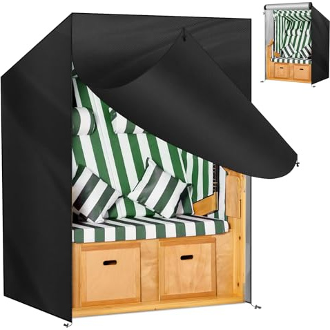 OFFCUP Funda para Sillón de Playa, 210D 120*90*160/140cm Oxford Cubierta para Silla de Playa de Mimbre, Impermeable Cortaviento y Resistente a los Rayos UV Cubierta Protectora con Cremallera