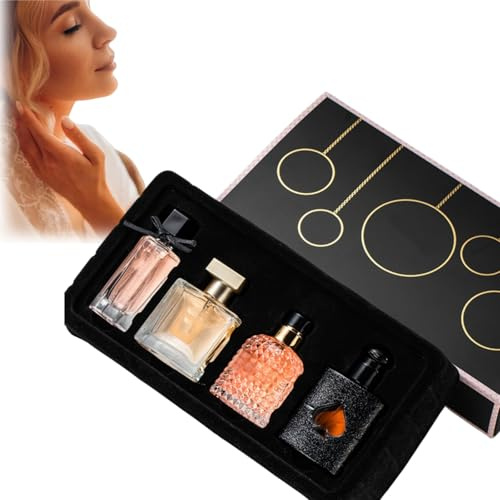 4Pcs Premium Parfüm Geschenkset für Frauen,Langanhaltender Duft Parfüm, Tragbarer Damendüfte,Hautverträgliche Parfüm Geschenk Freundin,Geburtstagsgeschenk für Frauen