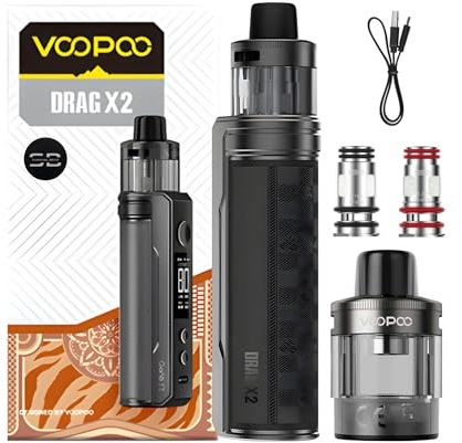 Voopoo Drag X2 Vape Kit [Checkered Black] - Available in 16 colours - Type-C Fast Charge, 18650 Battery (sold separately), 80W, 0.96 TFT - Compatible with PnP X Pods & Coils - No Nicotine