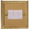 Varilight 3-Gang 10A 1- or 2-Way Switch Classic Georgian Brass with White Rockers