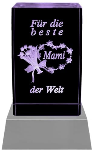 Kaltner Präsente Stimmungslicht - Das perfekte Geschenk: LED Kerze/Kristall Glasblock / 3D-Laser-Gravur/für Mama von Tochter Sohn/Geburtstagsgeschenk für Mama/Geschenke für Mama Weihnachten