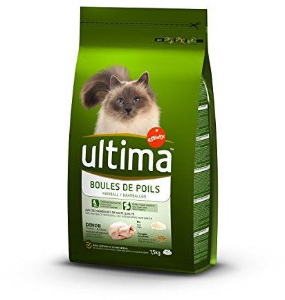 Ultima Croquettes pour Chats Contrôle Des Boules de Poils au Dinde, 1,5kg