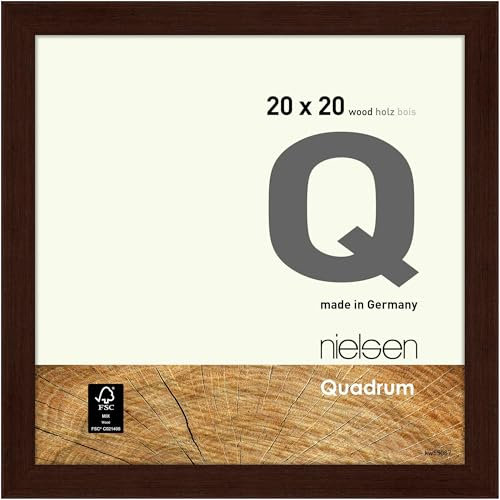 nielsen Bilderrahmen, 20 x 20 cm, Holz, Wengé, Fotorahmen zum Auftstellen und Aufhängen im Hoch- & Querformat, Echtglas, Quadrum