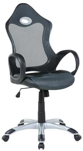 Beliani Office Chair Ergonomic Mesh Tilt Mechanism Adjustable Seat Grey iChair