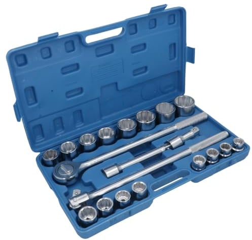 AB Tools 3/4 Socket Set Metric Sizes 21pcs 19mm to 50mm Extension Ratchet 12 Sided TE177