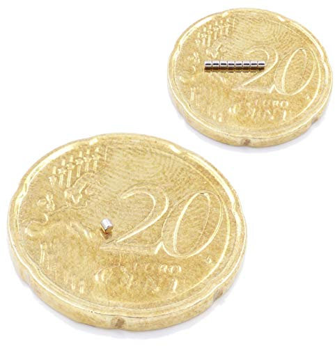 Brudazon | 100 Mini Scheiben-Magnete 1x1mm | N52 Neodym-Magnete ultrastark | Power-Magnet für Modellbau, Eisenbahn, Schmuck, Mikroskop | Magnetscheibe extra stark