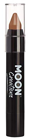 Moon Creations Crayones de pintura facial en barra | Pintura facial resistente al sudor y al agua | Sin crueldad | Para niños, adultos, disfraces, festivales, Halloween Marrón 3.5g