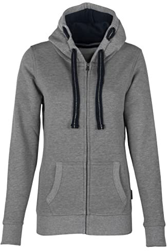 HRM Damen Hooded Jacket, grau-meliert, Gr. 2XL I Premium Kapuzenjacke Damen mit Kontrast-Innenfutter I Basic Hoodie mit Reißverschluss I Zip Hoodie I Hochwertige & nachhaltige Damen-Oberteile