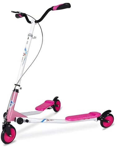 AOODIL Roller Kinder Scooter, Swing Scooter, Wiggle Scooter für Kinder, Scissors Scooter, einstellbare Höhe, 3 Räder Faltbarer Kinderroller, Sporter Scooter Kinderroller für Jungen/Mädchen/Erwachsene