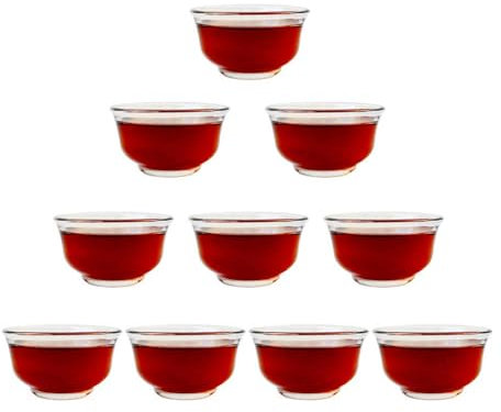Teacups 1.3oz/40ml Clear Borosilicate Insulated Glass Traditional Chinese kung Fu Tea Cups for Drinking Tea, Wine whisky Liquor and Spirits Water,Set of 10