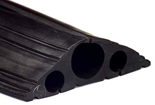 Black Heavy Duty Industrial Rubber Floor Outdoor Cable Protector - Safety Wire Cover (3m)