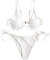 ZAFUL Damen Zweiteiliger Bügel Bikini-Set, Leopardenmuster Criss Cross Push Up High-Cut Gepolsterte Bikini Badeanzug (A-Weiß,M)
