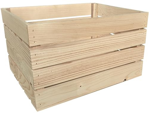 Holzkiste Groß Aus Holz - massive Weinkisten Vintage 50 x 40 x 30 cm - Holzbox Für Aufbewahrung, Holzregal - Robuste Obstkisten & Apfelkisten - Deko Kiste Für Küche, Wohnzimmer - Kiste Natur