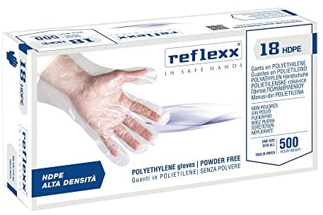 REFLEXX Einweghandschuhe aus Polyethylen mit hoher Dichte (HDPE), Packung mit 500 Stück
