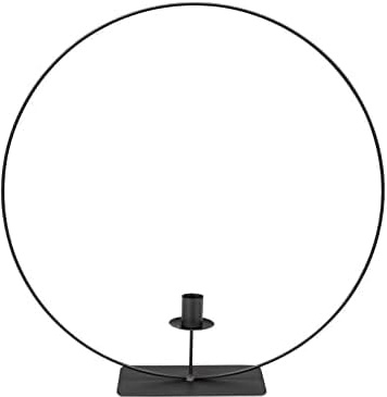 NaDeco Metallring in Schwarz mit Fuß und Kerzenhalter, wählbar mit Durchmessern von 30, 40 und 50cm Dekoring auf Fuß Drahtring zum Basteln Metallring für Wickeltechnik Loop-Ring, Größe:40 cm