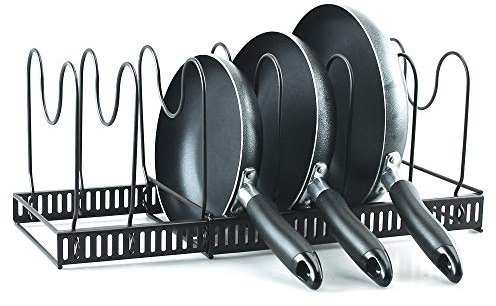 SILVANO Organizador de Ollas y Sartenes Extensible - Distancia Regulable - Posición Horizontal o Vertical - Fabricado en Hierro Revestido Inoxidable - Soporte de Utensilios Resistente