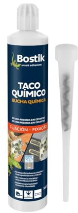 BOSTIK Taco Químico, Gris - Anclaje Químico con Base Poliéster, sin Estreno, Alta Resistencia a la Humedad, para Todos los Materiales, Rápido Endurecimiento, Fácil Instalación, Reutilizable, 300 ml