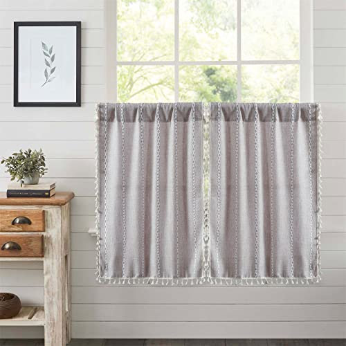 RoomTalks Rustikale Bauernhaus-Leinen-Küchenvorhänge, 91,4 cm lang, Landhaus, Vintage-Stil, kurze Café-Vorhänge für kleine Fenster