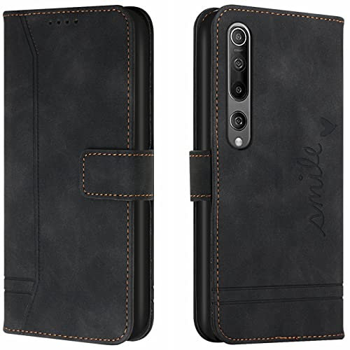 Lihondar Kompatibel mit Xiaomi Mi 10 5G / Xiaomi Mi 10 Pro 5G Hülle, Premium Handyhülle Leder Klappbar Schutzhülle Tasche Wallet mit Brieftasche [Standfunktion] Cover Flip Case Klapphülle (Schwarz)