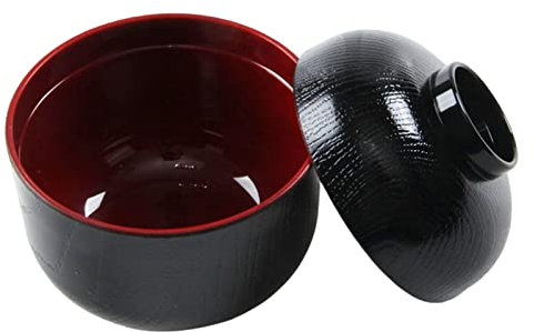 Japanese Noodle Bowl, Large Capacity Cereal Bowl, Ramen Bowl, Udon Bowl, Soba Bowl, Pho Bowl, Soup Bowl for Pasta, Salad, with Lid, Microwave and Dishwasher Safe, Kitchen Supplies Black Red