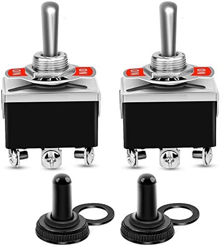 Gebildet 2pcs 6 Pin/3 Position ON/OFF/ON Heavy Duty Wippschalter 0~250V/15A DPDT Ein/Aus/Ein Schalter mit Wasserdichter Kappe(Verriegelung)