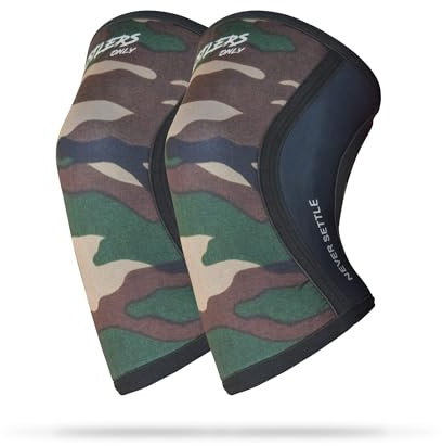 Hustlers Only Rodilleras de Compresión Neopreno 5 mm para Levantamiento de Pesas, Gimnasio y Fitness – Alivio de Dolor Articular, Soporte para Sentadillas (S, Camuflaje)